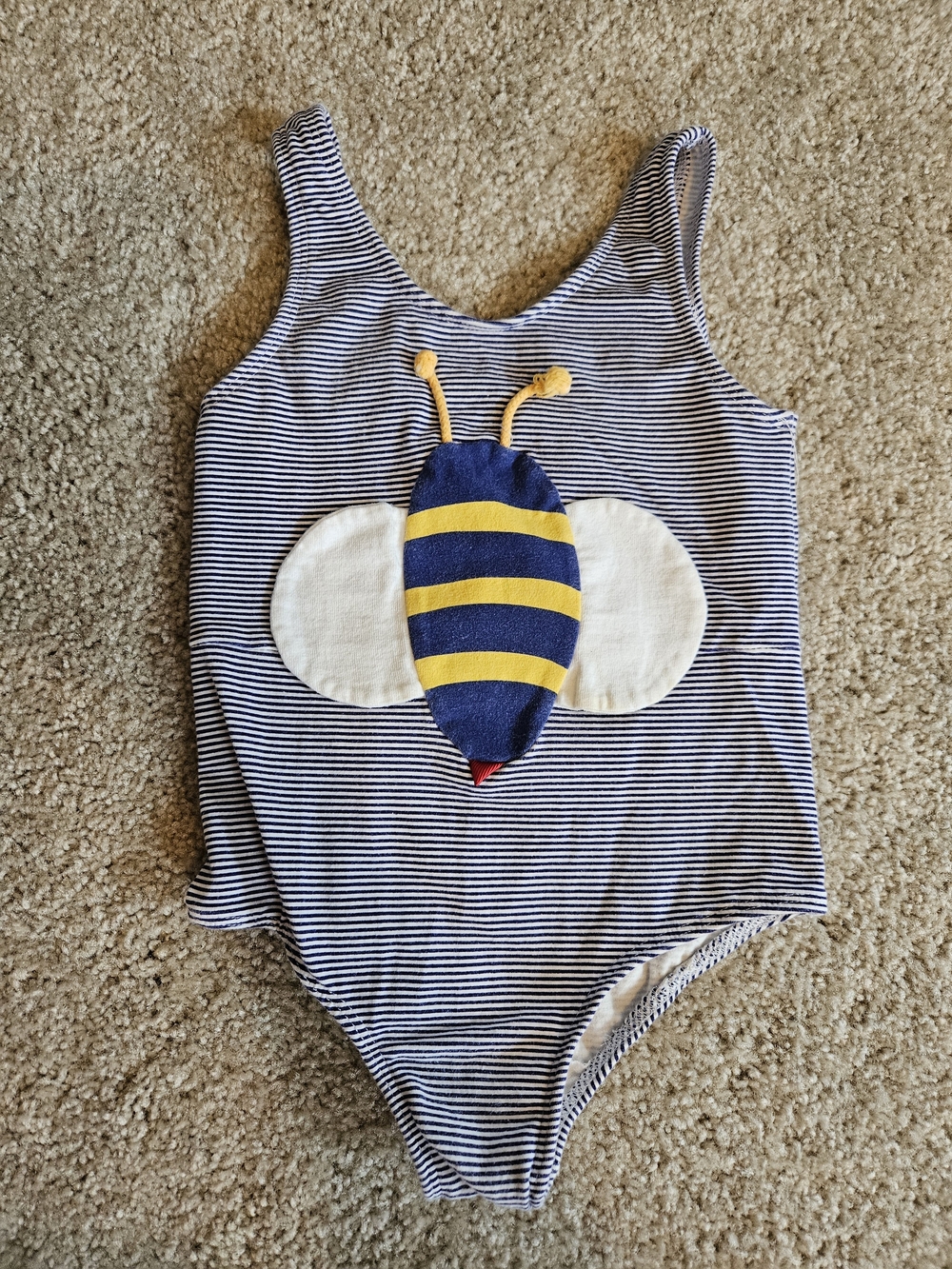 Vintage Sweet Potato Navy Striped Bee One-Piece Swimsuit